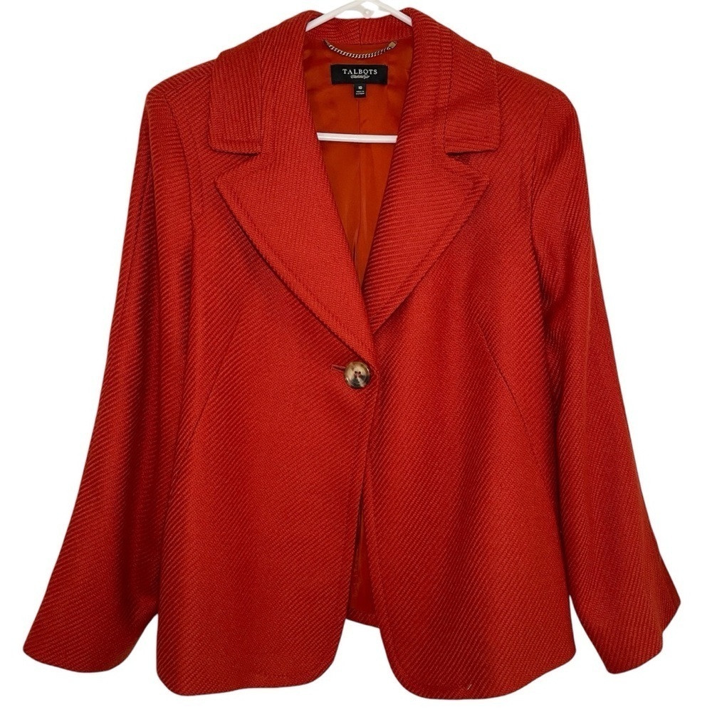Talbots Single Button Blazer Jacket Wool Blend Size 10